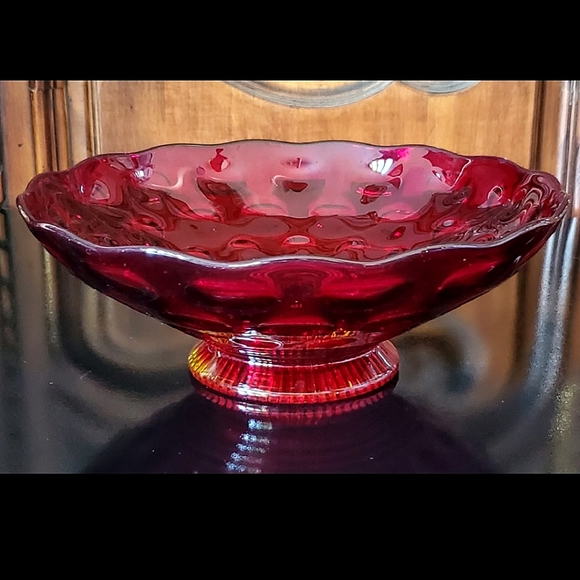 Paden City Glass Other - 1930s "Popeye and Olive Ruby" 9" Pedestal/Footed Bowl by Paden City Glass